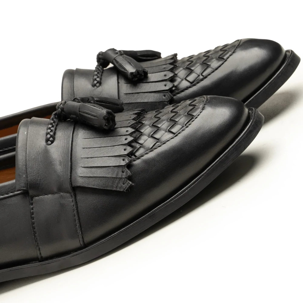 Carlos Black Tassel Loafer Mens | Handmade