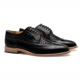 Flare Mens Black Oxford Woven Shoes | Handmade