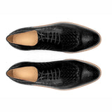 Flare Mens Black Oxford Woven Shoes | Handmade