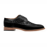Flare Mens Black Oxford Woven Shoes | Handmade