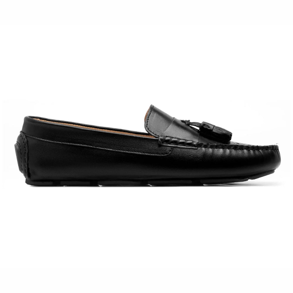 Alano Mens Black Tassel Driving Shoes
