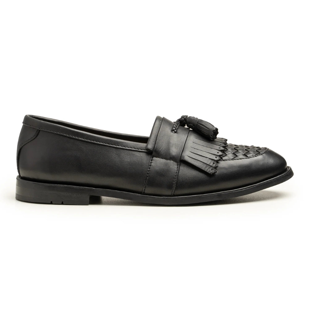 Carlos Black Tassel Loafer Mens | Handmade