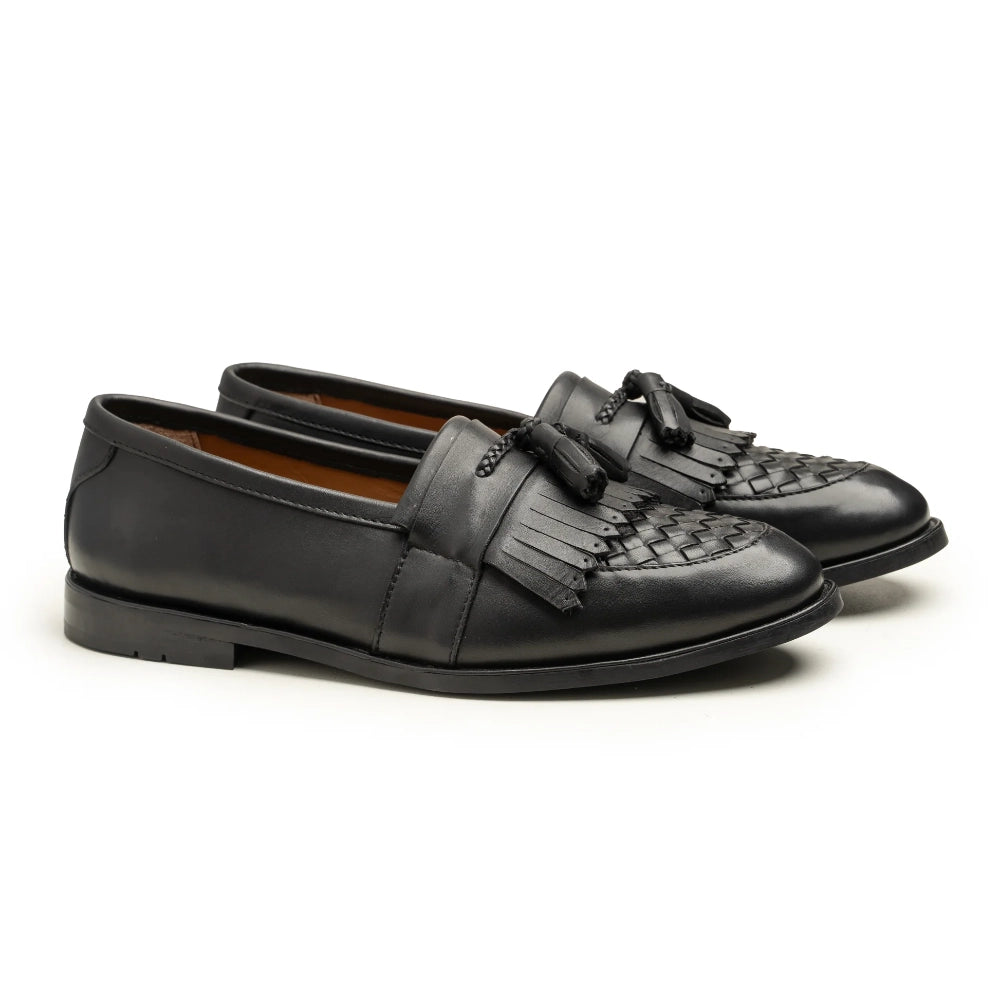 Carlos Black Tassel Loafer Mens | Handmade