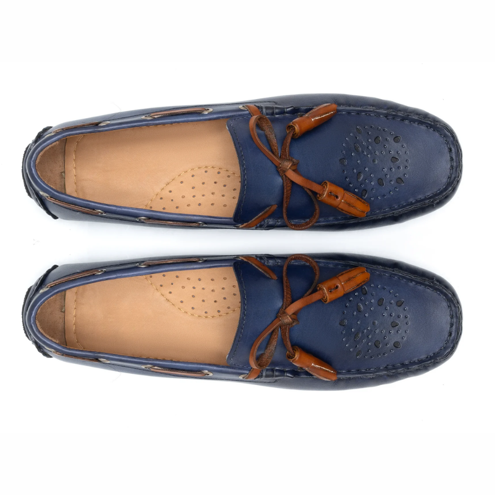 Italano Men's Blue Tassel Driving Loafers