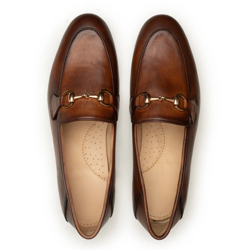 Brown Leather Horse bit Formal Loafer Shoes | Handmade