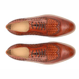 Flare Mens Brown Oxford Woven Shoes | Handmade