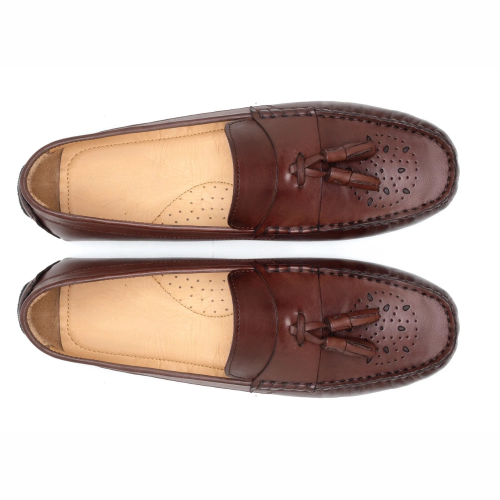 Alano Men's Brown Tassel Driving Loafers