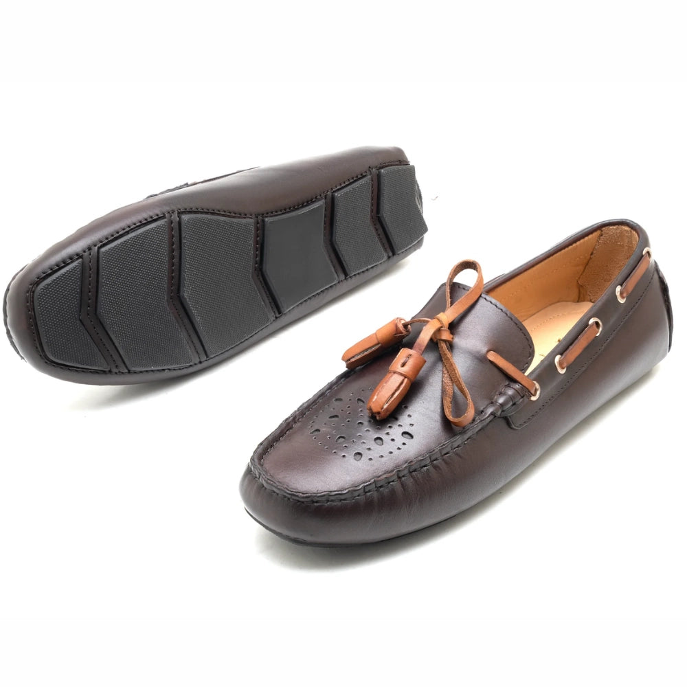 Italano Mens Brown Tassel Driving Shoes