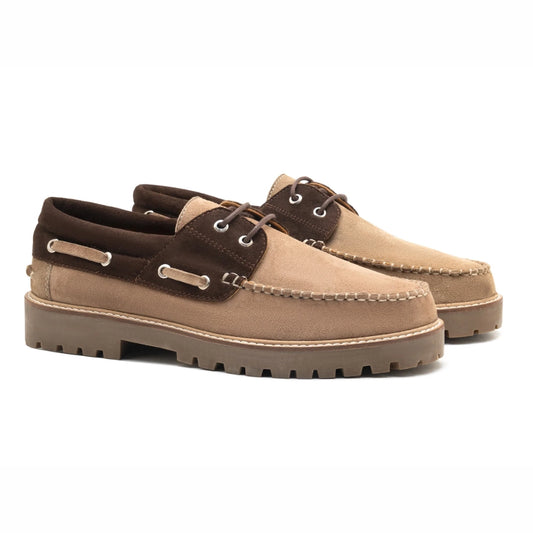 Caleno Men's Suede Beige Boat Shoes