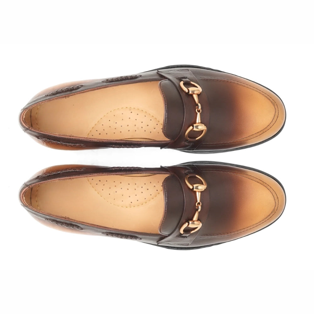 Classic Two tone Brown Leather Loafers | Handmade