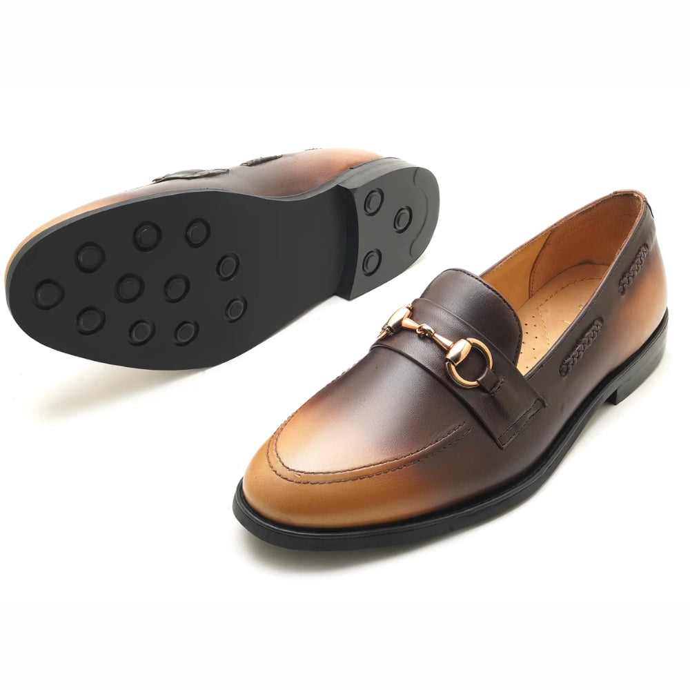 Classic Two tone Brown Leather Loafers | Handmade