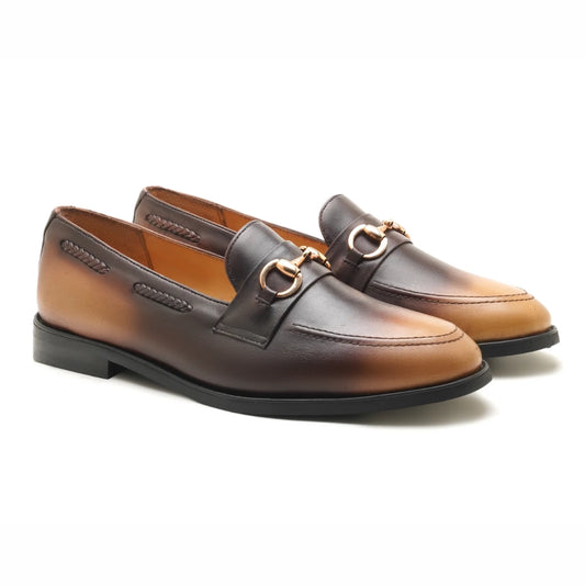 Classic Two tone Brown Leather Loafers | Handmade