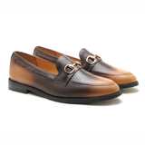 Classic Two tone Brown Leather Loafers | Handmade