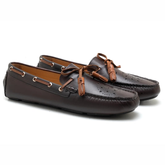 Italano Mens Brown Tassel Driving Shoes