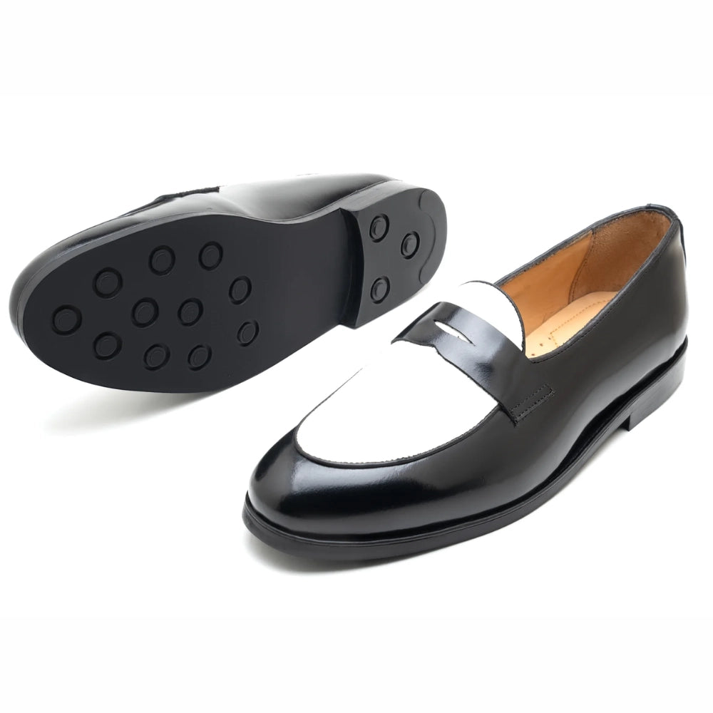 Pedro Gatsby Black White Formal Loafers | Handmade