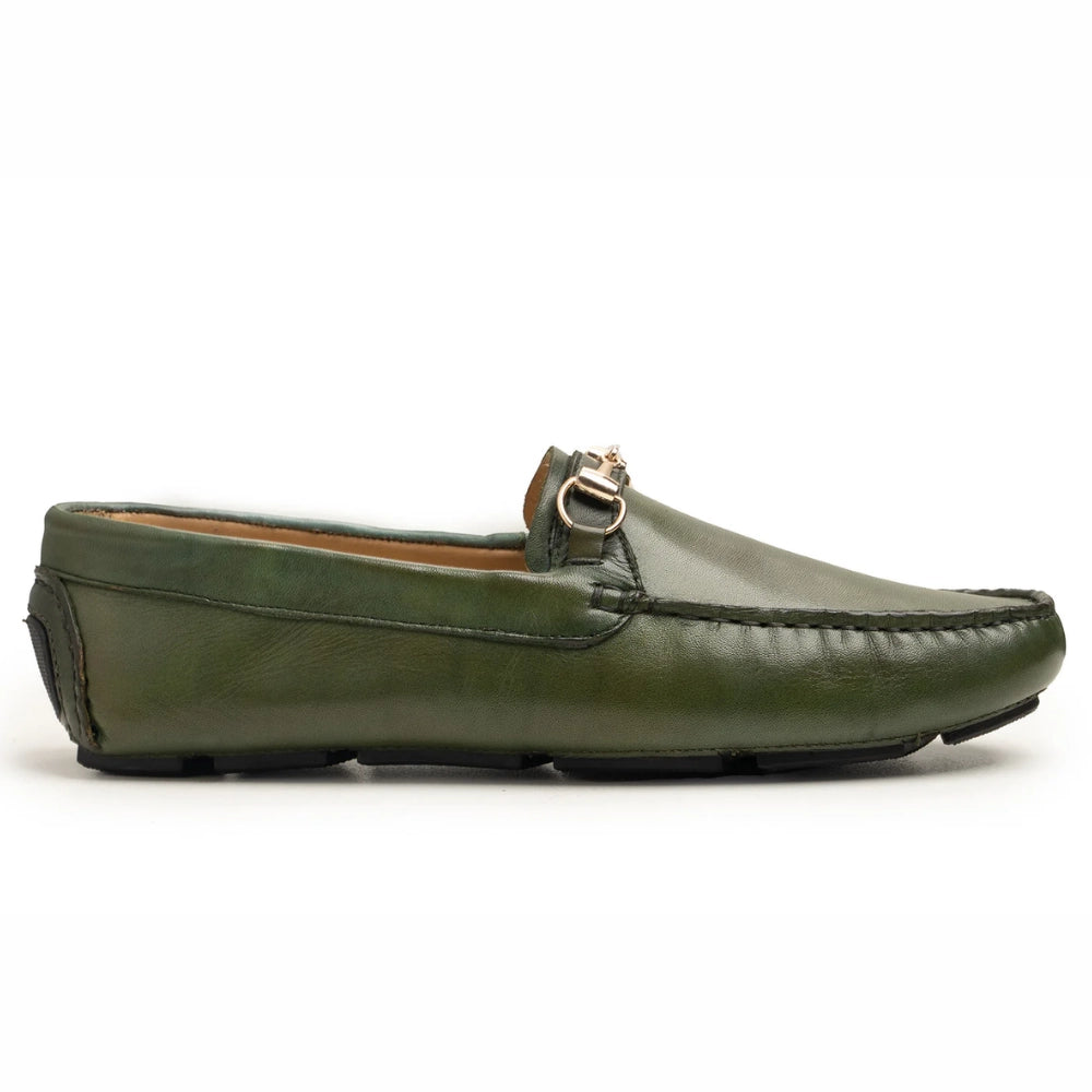 Mens Green Horse Bit Driving Loafers