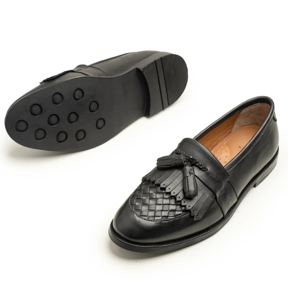 Carlos Black Tassel Loafer Mens | Handmade