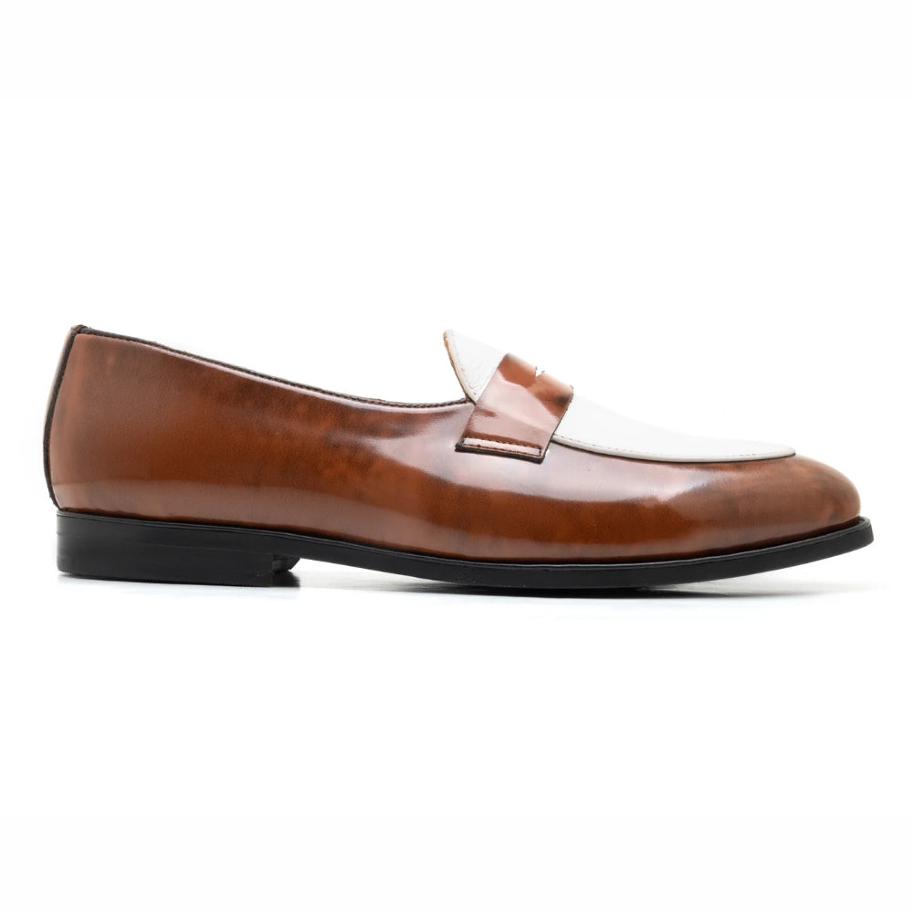 Pedro Gatsby Brown White Formal Loafers | Handmade