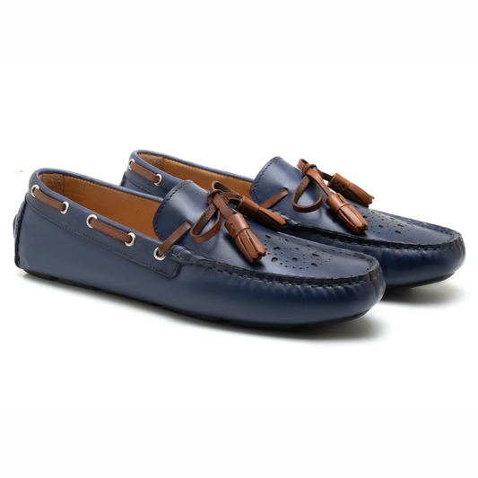 Italano Men's Blue Tassel Driving Loafers