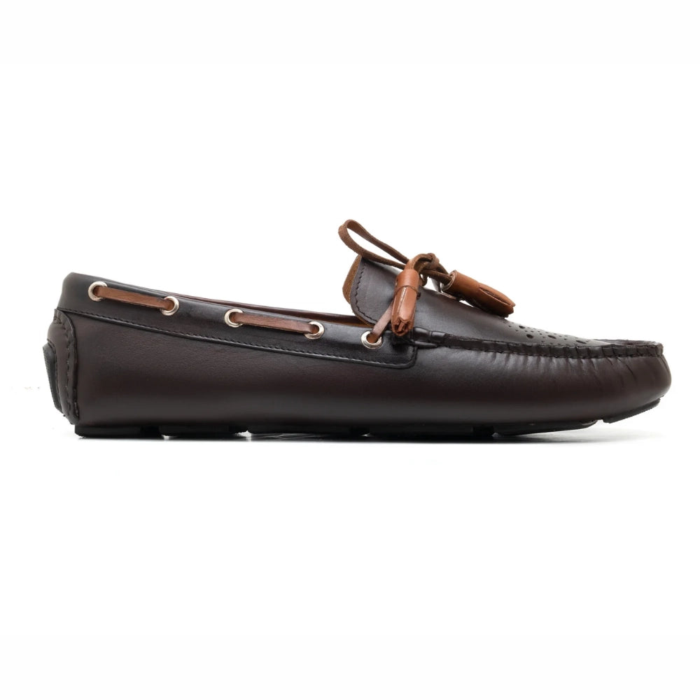 Italano Mens Brown Tassel Driving Shoes