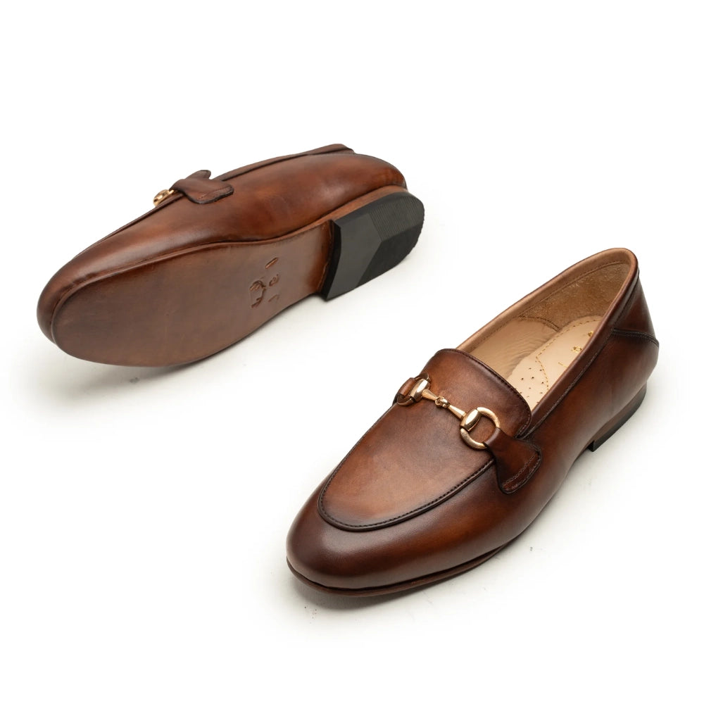 Brown Leather Horse bit Formal Loafer Shoes | Handmade