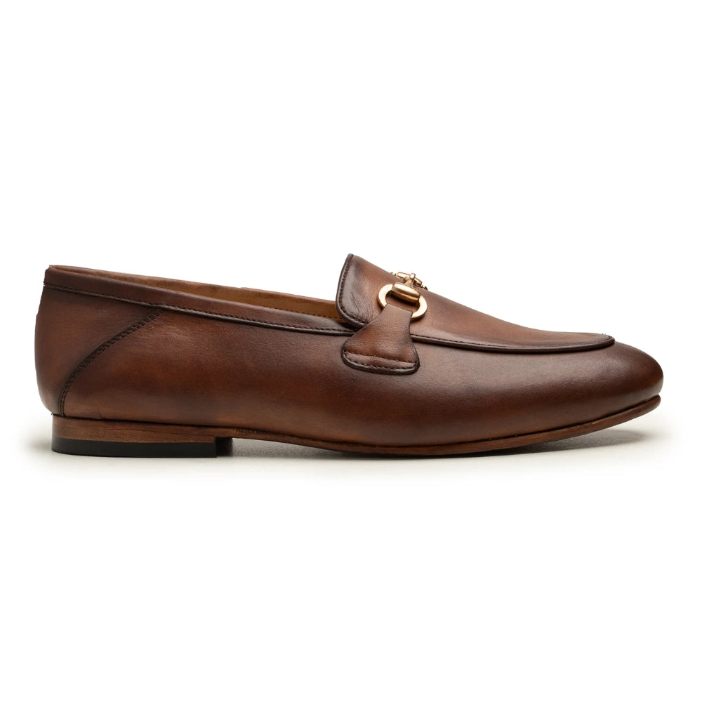Brown Leather Horse bit Formal Loafer Shoes | Handmade