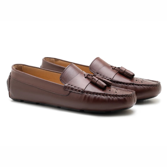 Alano Men's Brown Tassel Driving Loafers