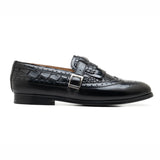 Zella Mens Black Croc Leather Loafer | Handmade