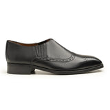 Mens Black Leather Brogue Loafers | Handmade