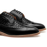 Flare Mens Black Oxford Woven Shoes | Handmade
