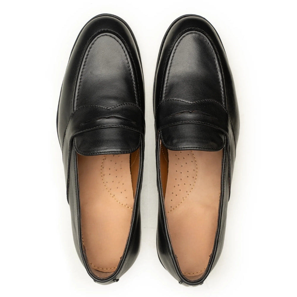 Black Penny Leather Loafer Shoes Mens | Handmade