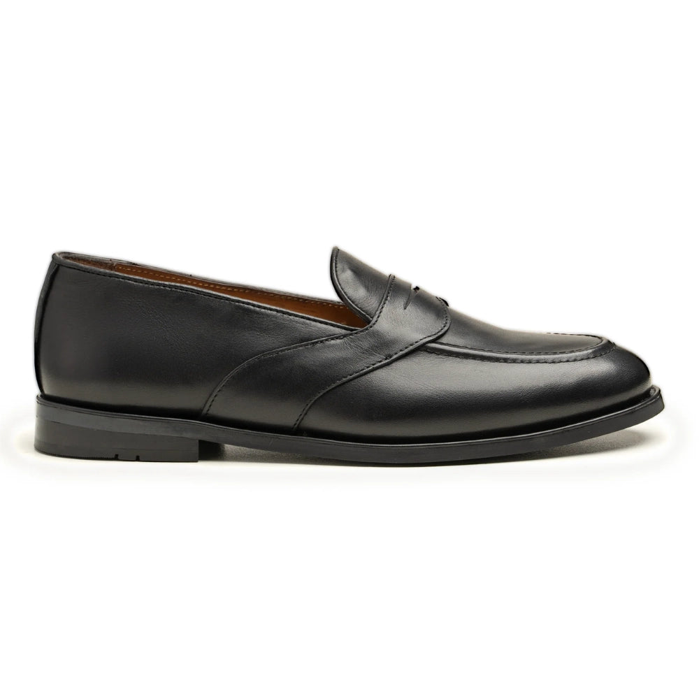 Black Penny Leather Loafer Shoes Mens | Handmade