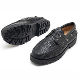 Jeto Mens Black Textured  Boat Shoes