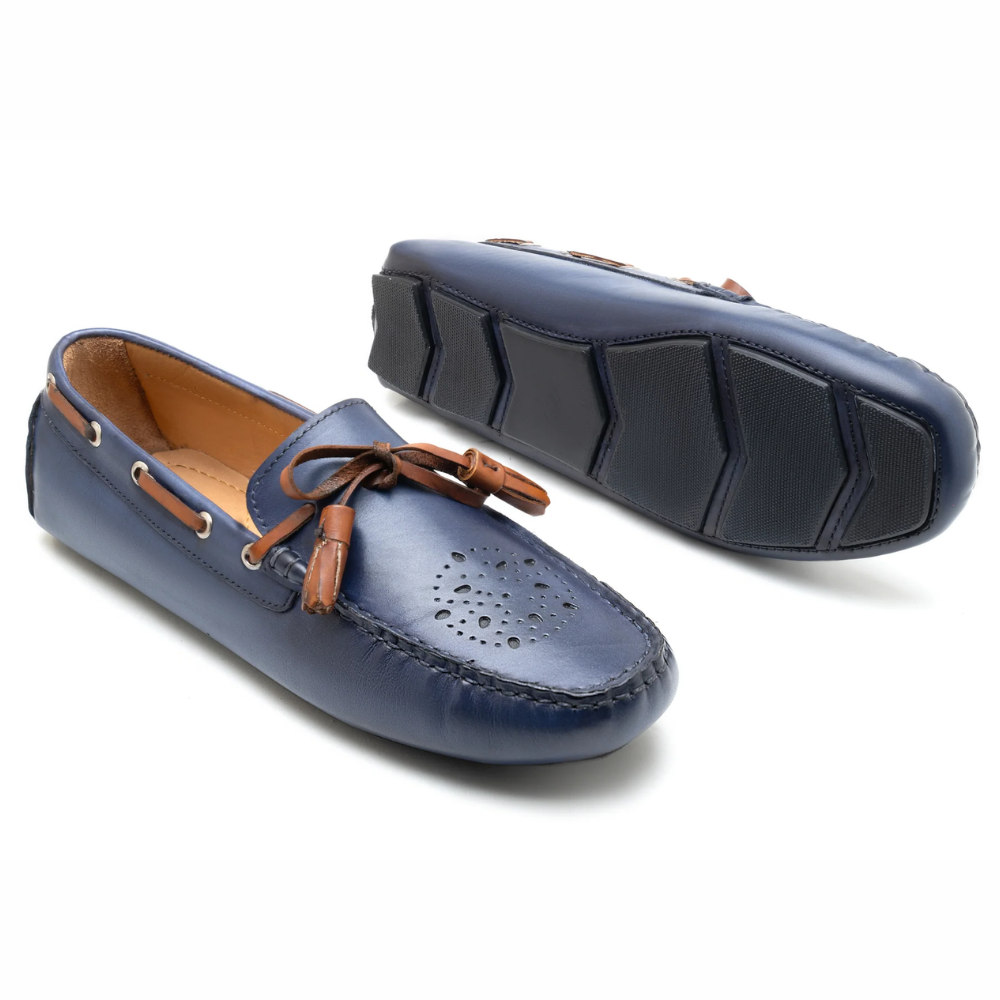 Italano Men's Blue Tassel Driving Loafers