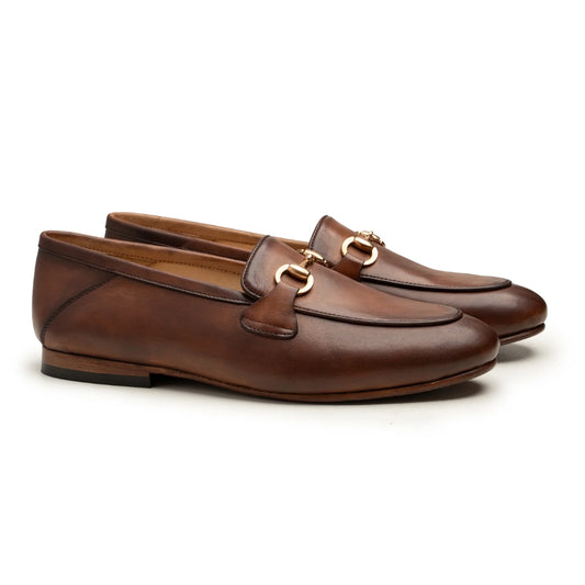 Brown Leather Horse bit Formal Loafer Shoes | Handmade
