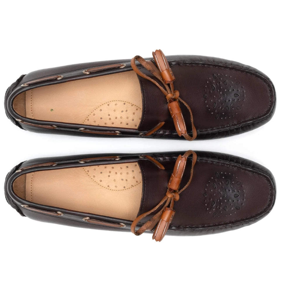 Italano Mens Brown Tassel Driving Shoes