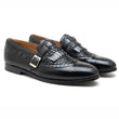 Zella Mens Black Croc Leather Loafer | Handmade