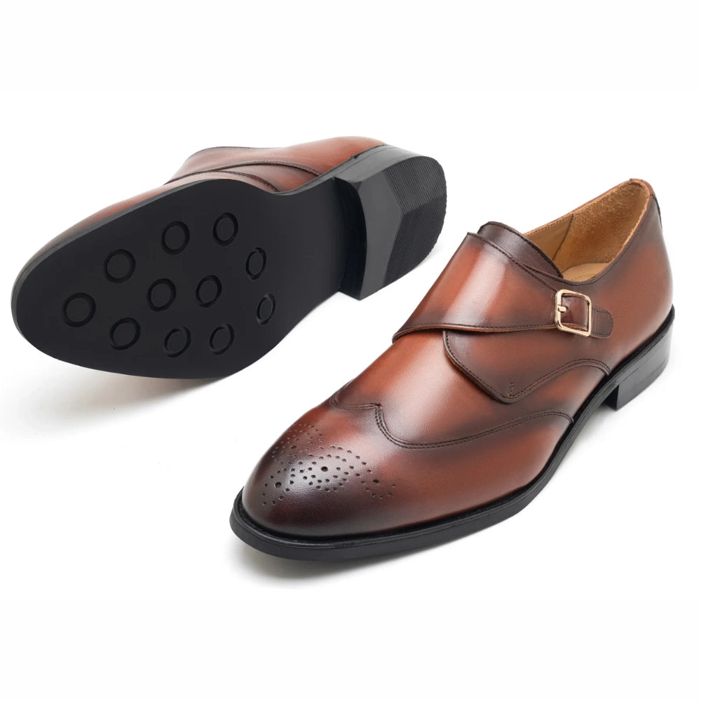 Dark Brown Single Monk Strap Shoes