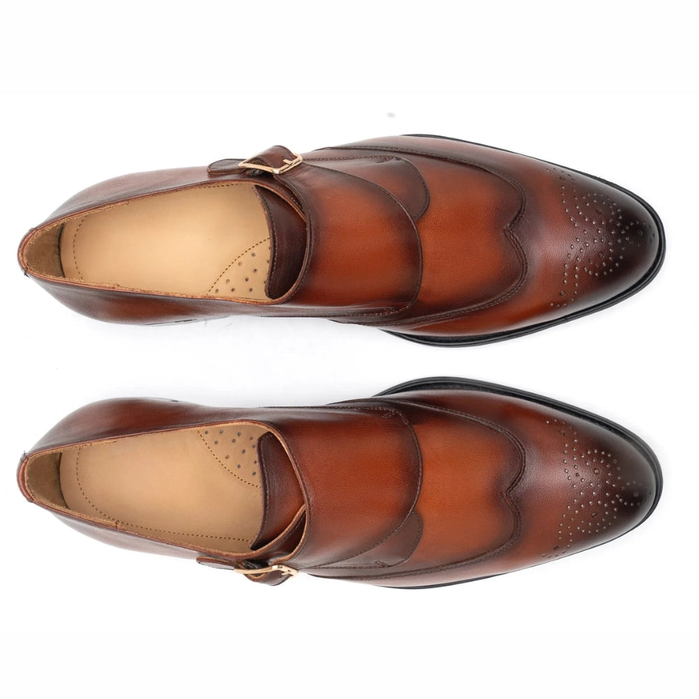 Dark Brown Single Monk Strap Shoes