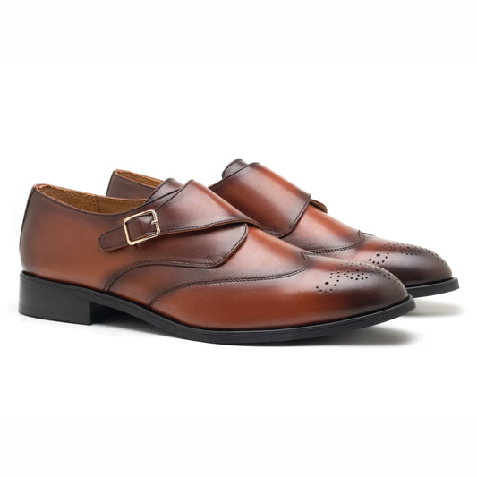 Dark Brown Single Monk Strap Shoes