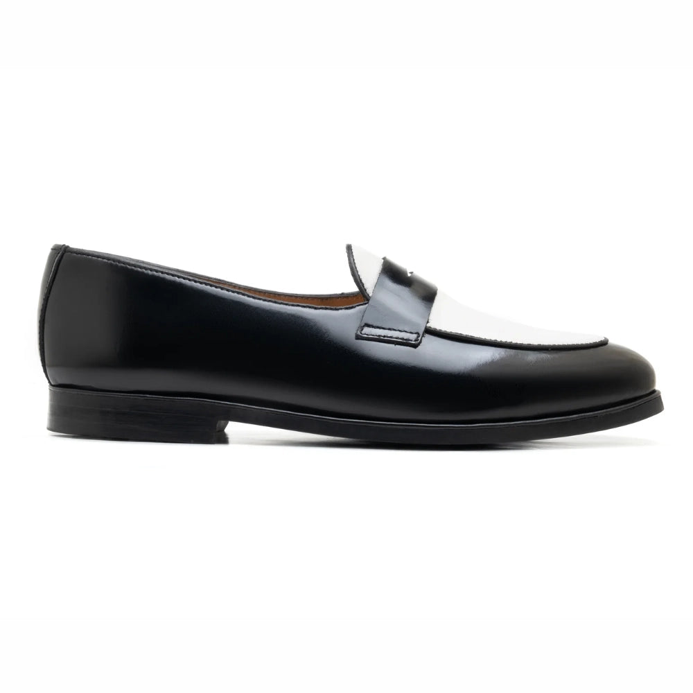 Pedro Gatsby Black White Formal Loafers | Handmade