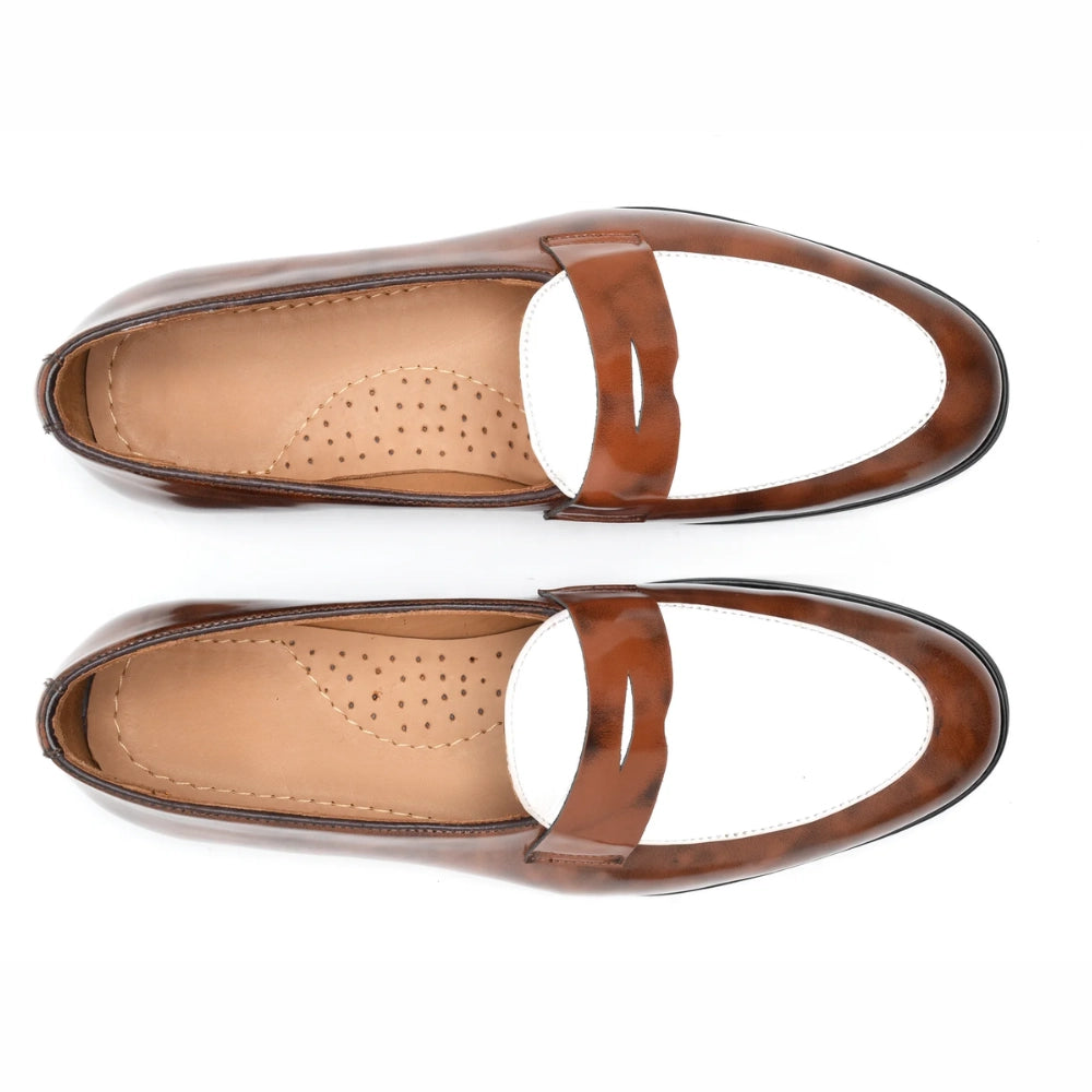 Pedro Gatsby Brown White Formal Loafers | Handmade