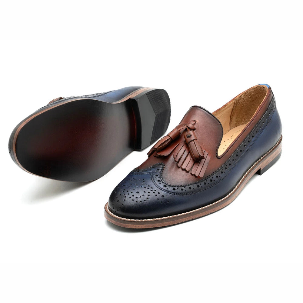 Orca Two tone Brown Tassel Leather Loafers