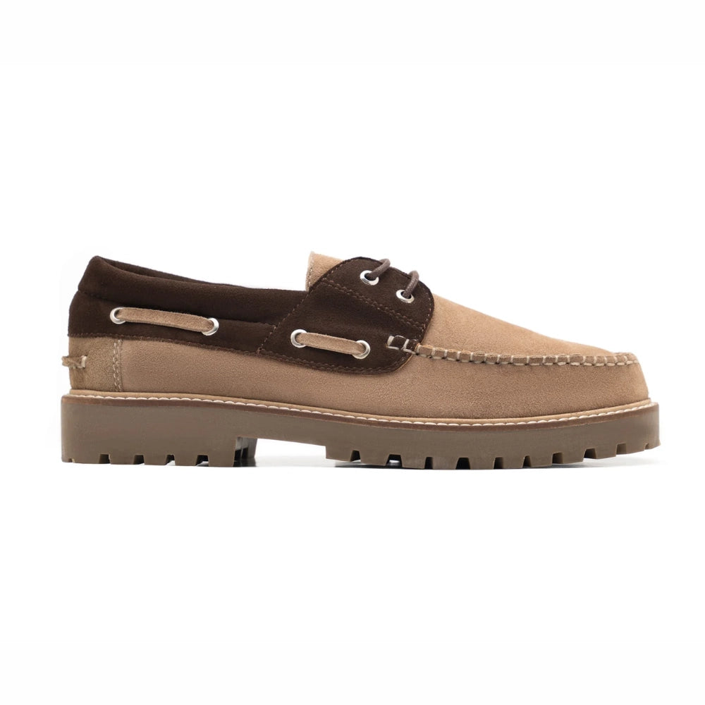 Caleno Men's Suede Beige Boat Shoes