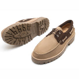 Caleno Men's Suede Beige Boat Shoes