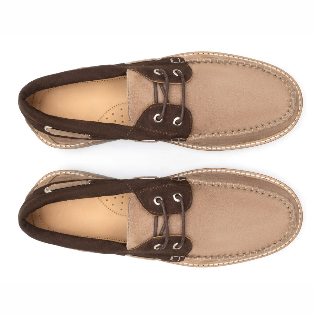 Caleno Men's Suede Beige Boat Shoes