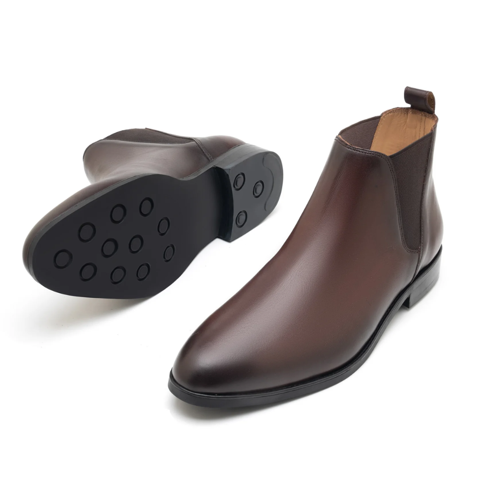 Taupe Brown Chelsea Leather Boots Mens