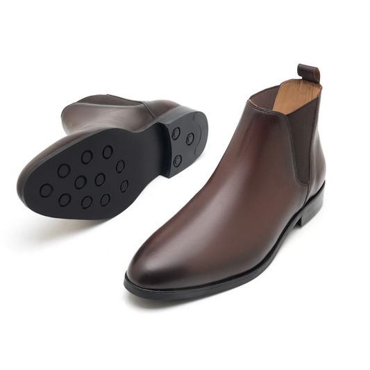 Taupe Brown Chelsea Leather Boots Mens