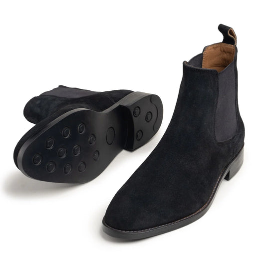 Black Suede Chelsea Boots Mens | Handmade