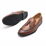 Royal Tassel Brown Leather Loafer Mens | Handmade